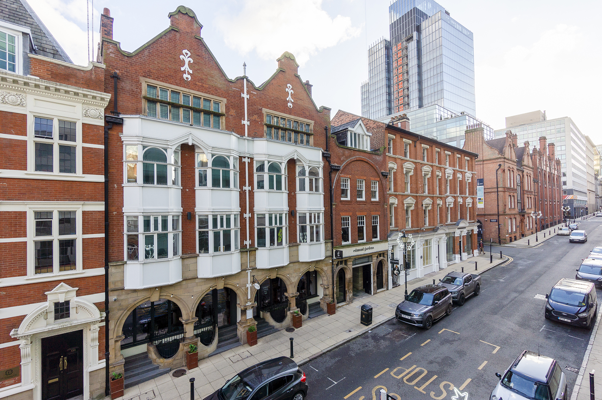 Aerial view of Edmund Gardens courtyard.